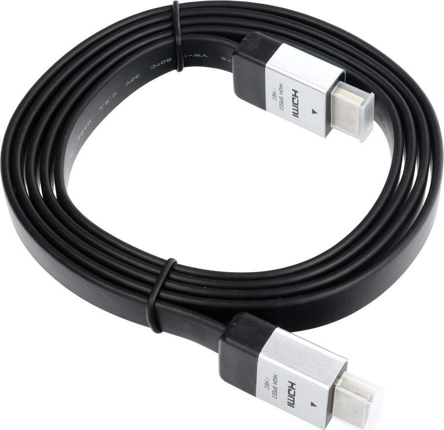 HDMI 2.0 Flat Cable HDMI male - HDMI male 1.5m Μαύρο