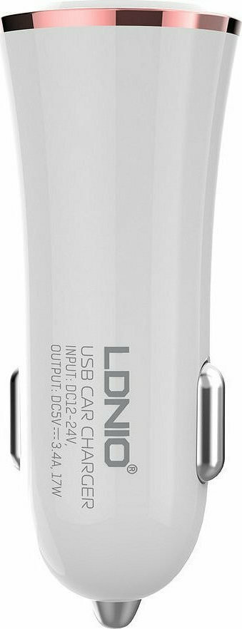 Ldnio Φορτιστής Αυτοκινήτου DL-C28 3.4A με Θύρες: 2xUSB μαζί με Καλώδιο lightning