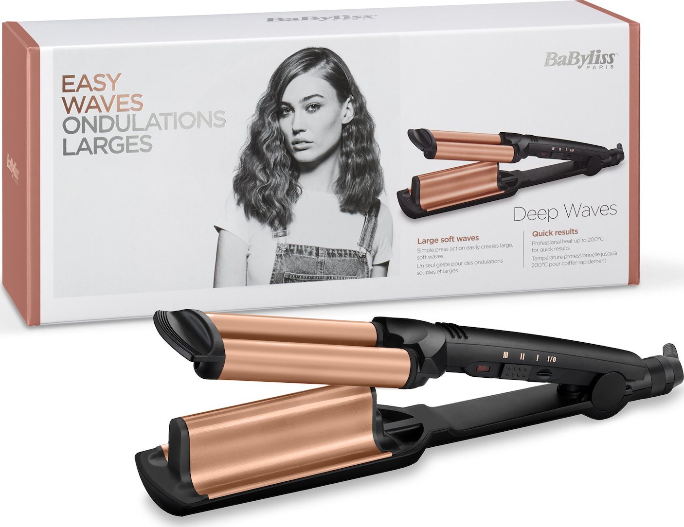 BaByliss W2447E Deep Waves Curling iron Warm Black/Orange 2.5m