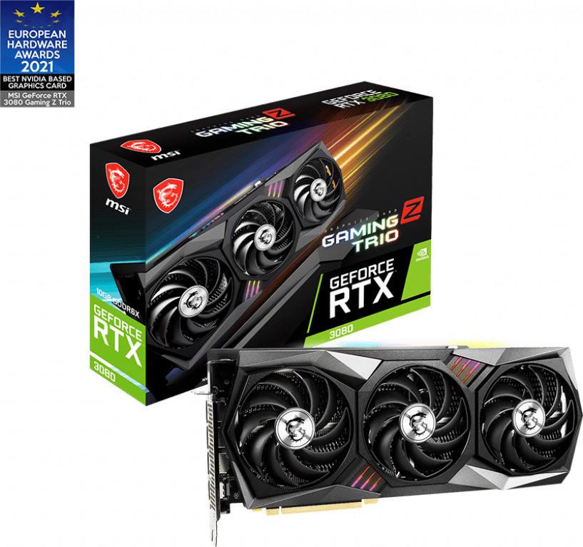 MSI VGA PCI-E NVIDIA GF RTX 3080 GAMING Z TRIO 10G LHR, 10GB/320BIT, GDDR6X, HDMI/3x DISPLAY PORT, 3 SLOT FANSINK, 3YW