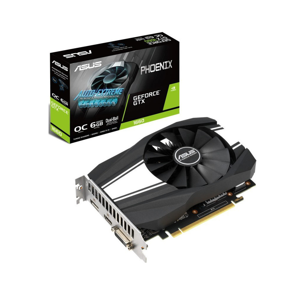 Asus GeForce GTX 1660 6GB GDDR5 Phoenix OC Κάρτα Γραφικών PCI-E x16 3.0 με HDMI και DisplayPort (90YV0CU0-M0NA00)