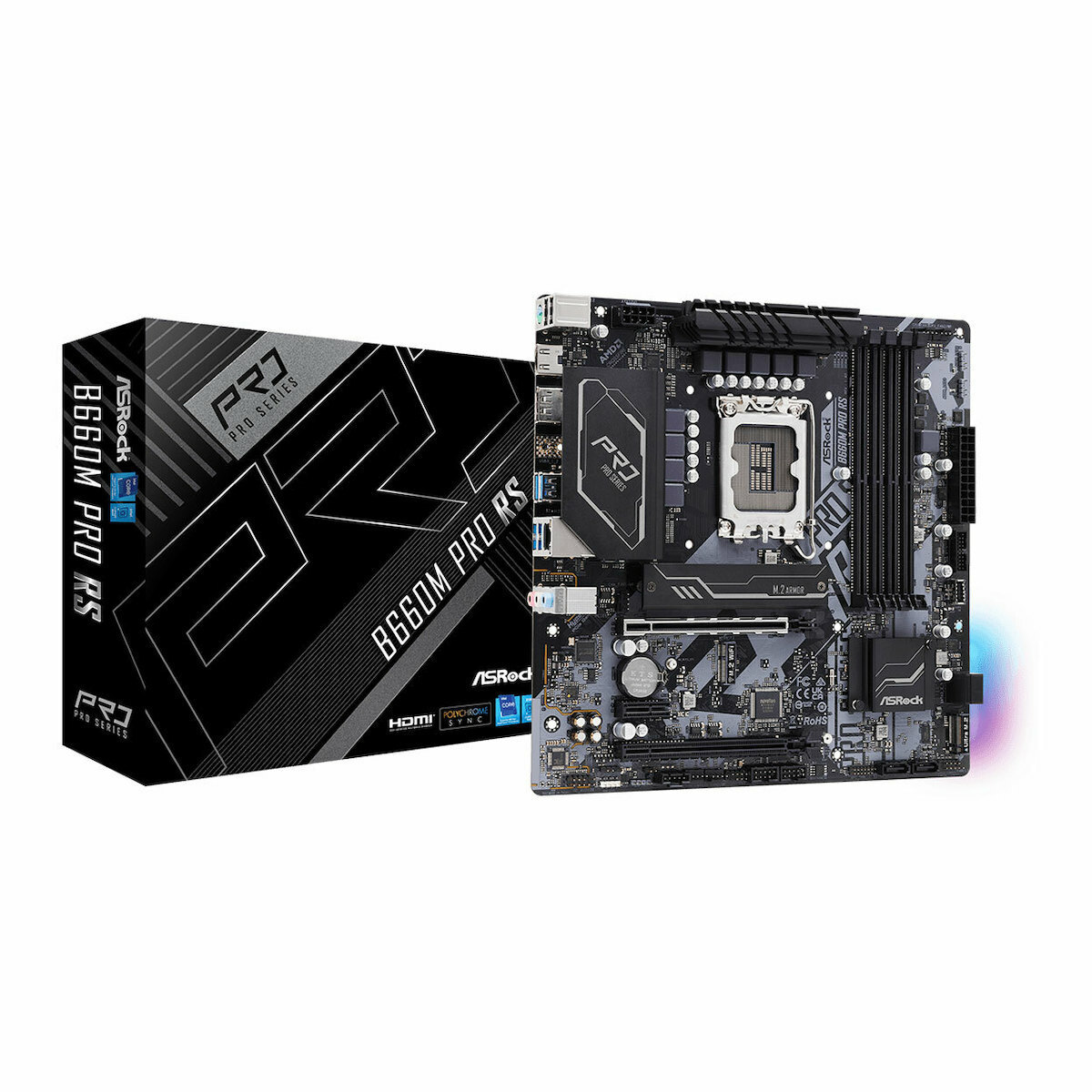 ASRock B660M PRO RS, Intel, Socket 1700, microATX, 4xDDR4, 4xSATA3, M.2, RAID, GLAN, USB3.2, HDMI, DP (90-MXBGW0-A0UAYZ)