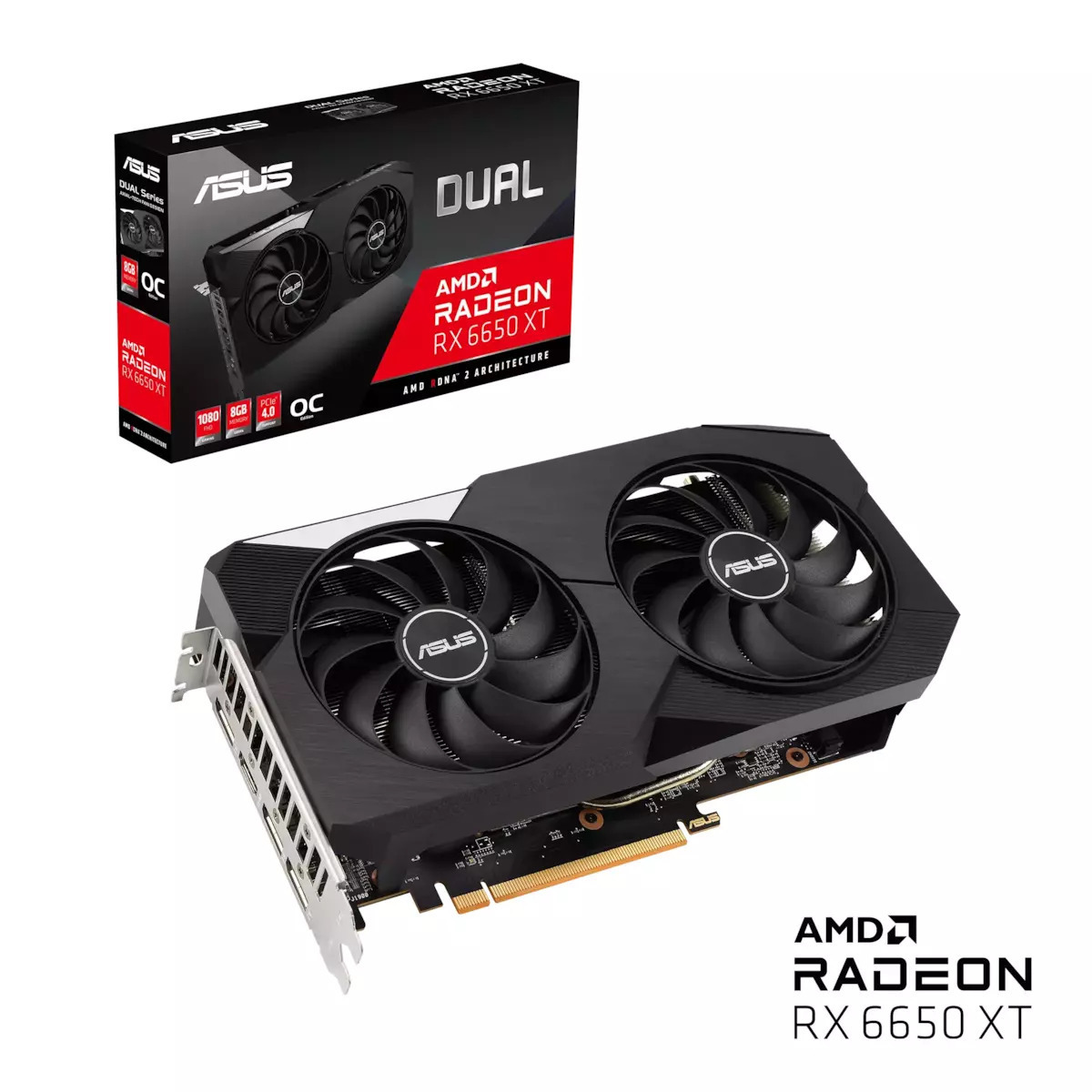 Asus Dual Radeon RX 6650 XT OC Edition 8GB GDDR6, 128-Bit, HDMI, DP (90YV0HL0-M0NA00)