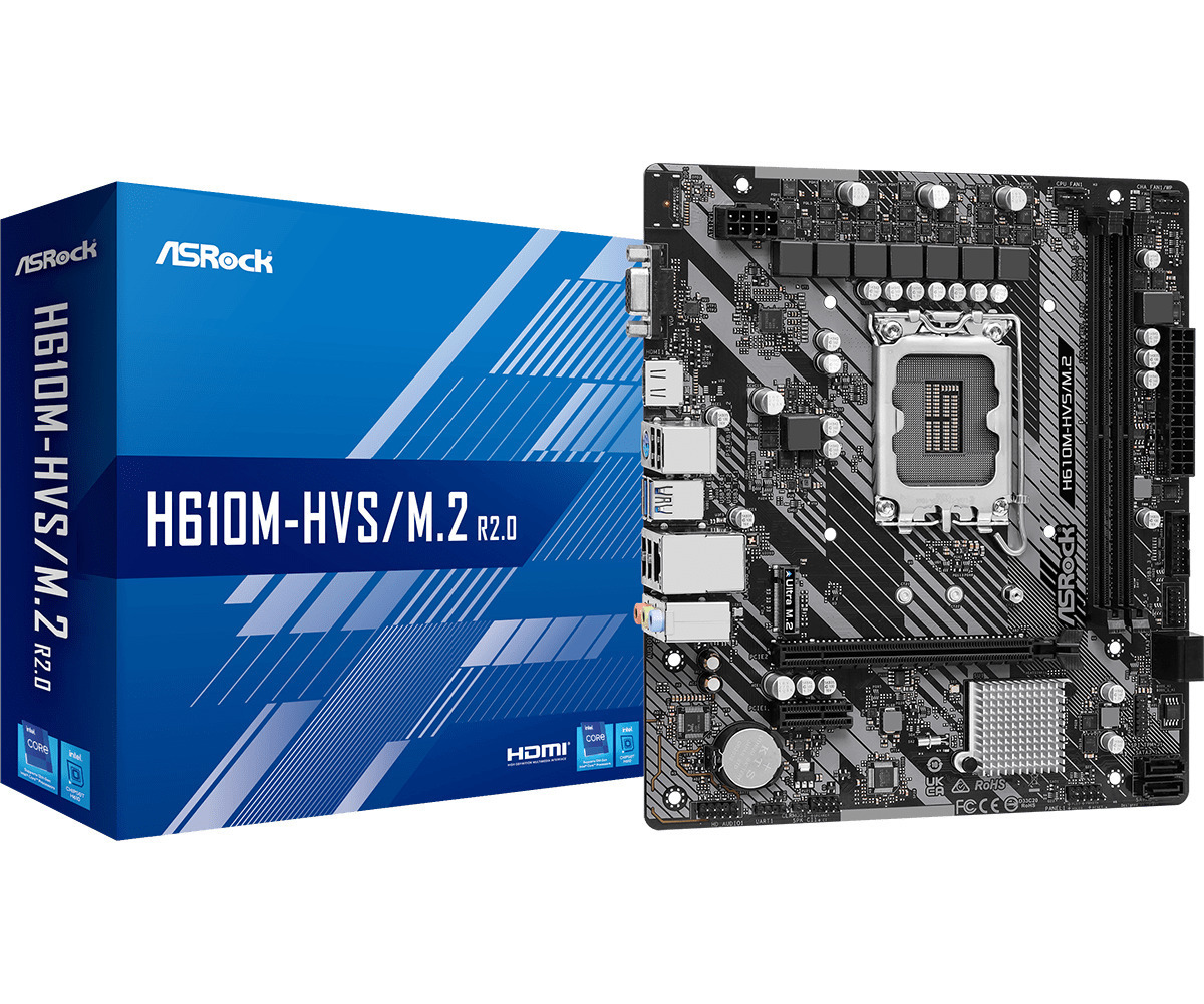 ASRock H610M-HVS/M.2 R2.0, Intel, Socket 1700, mATX, 2xDDR4, 4xSATA3, M.2, GLAN, USB3.2, HDMI, VGA (90-MXBJJ0-A0UAYZ)